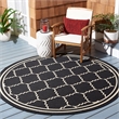 Pemberly Row Polypropylene Black Indoor Outdoor Rug - Round 6'7