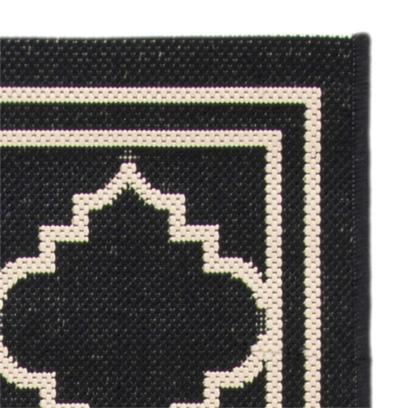 Pemberly Row Polypropylene Black Indoor Outdoor Rug - Runner 2'3