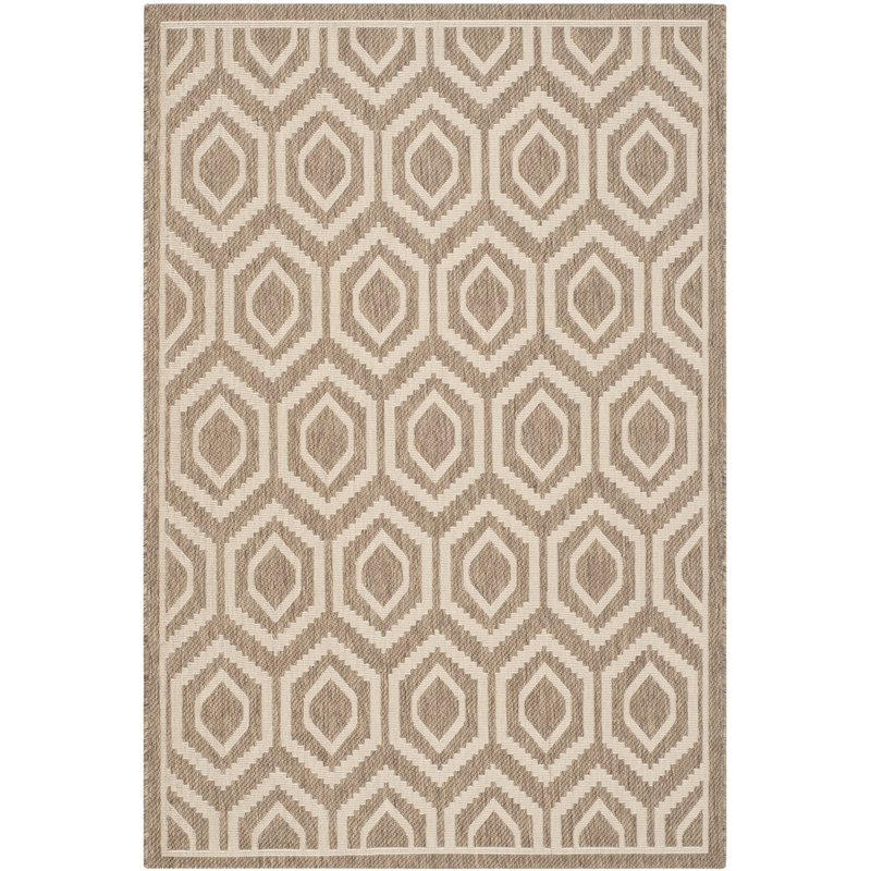 Pemberly Row Polypropylene Brown Indoor Outdoor Rug - 4' x 5'7