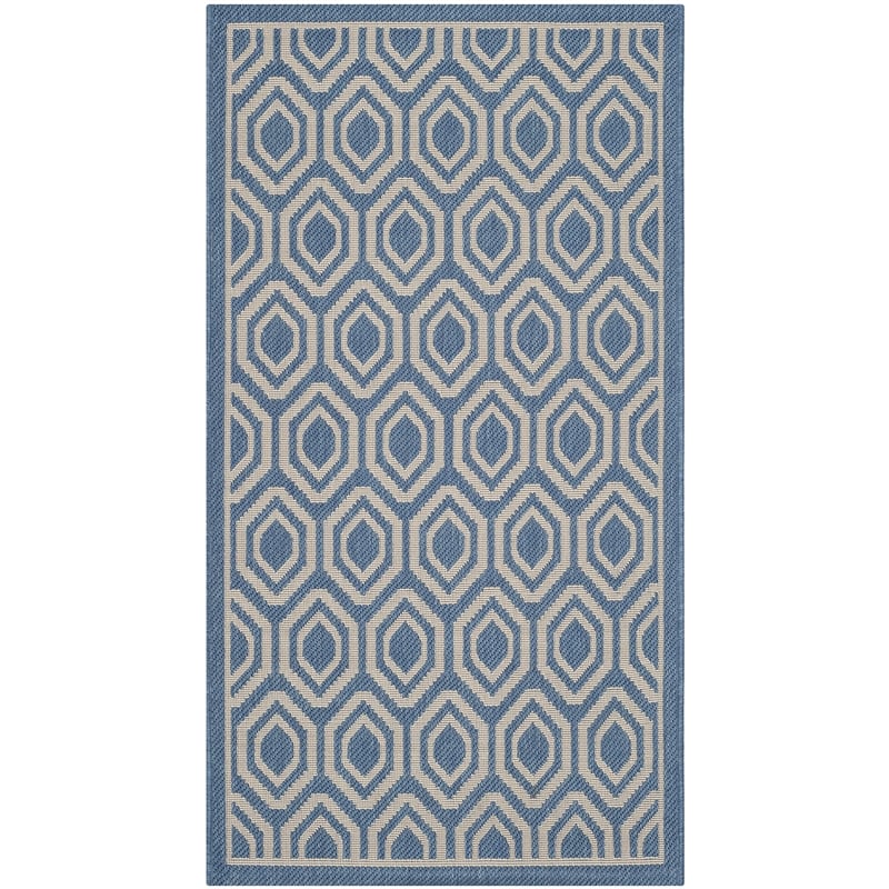 Pemberly Row Polypropylene Blue Indoor Outdoor Rug - 2'7