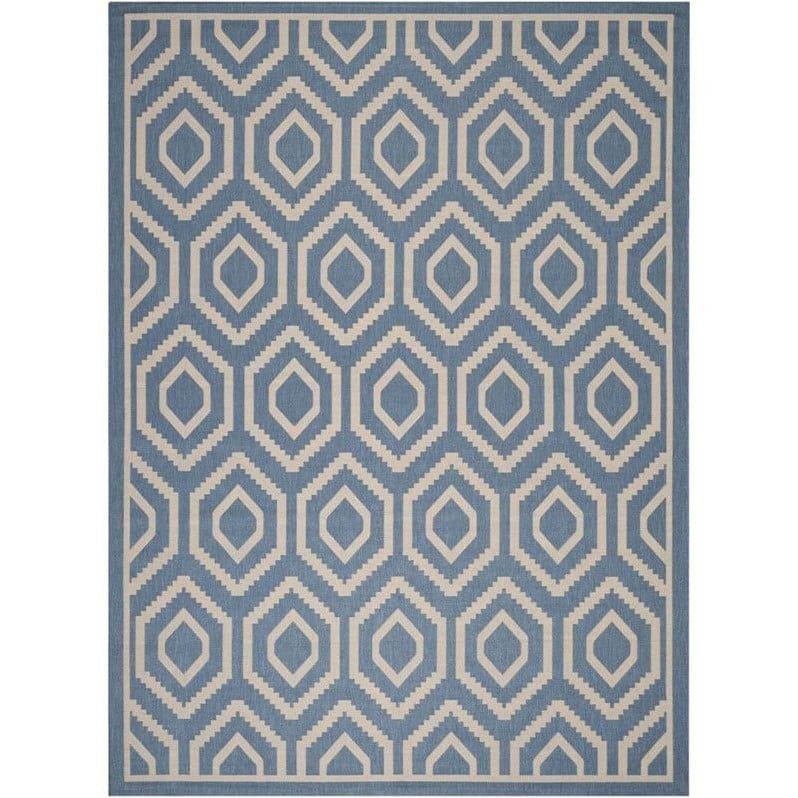 Pemberly Row Polypropylene Blue Indoor Outdoor Rug - 5'3