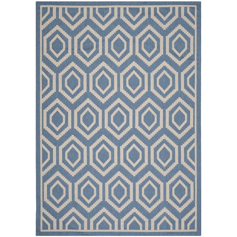 Pemberly Row Polypropylene Blue Indoor Outdoor Rug - 6'7
