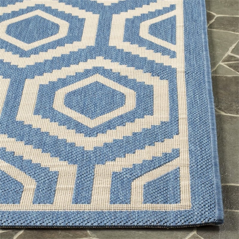 Pemberly Row Polypropylene Blue Indoor Outdoor Rug - 8' x 11'