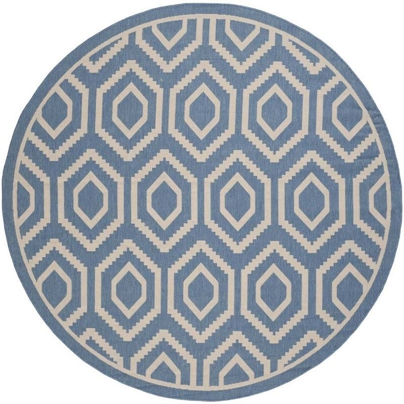 Pemberly Row Polypropylene Blue Indoor Outdoor Rug - Round 7'10