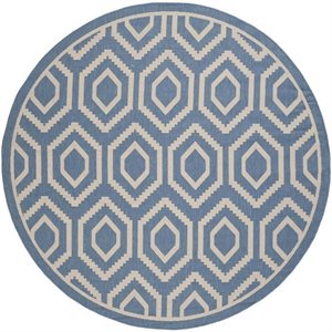 Pemberly Row Polypropylene Blue Indoor Outdoor Rug - Round 7'10&quot
