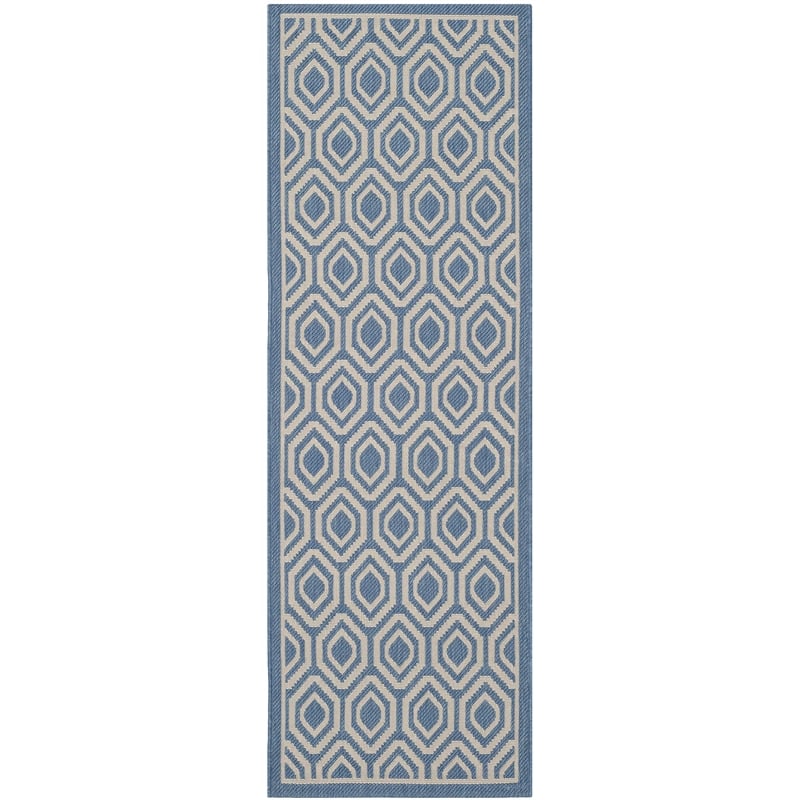 Pemberly Row Polypropylene Blue Indoor Outdoor Rug - Runner 2'3