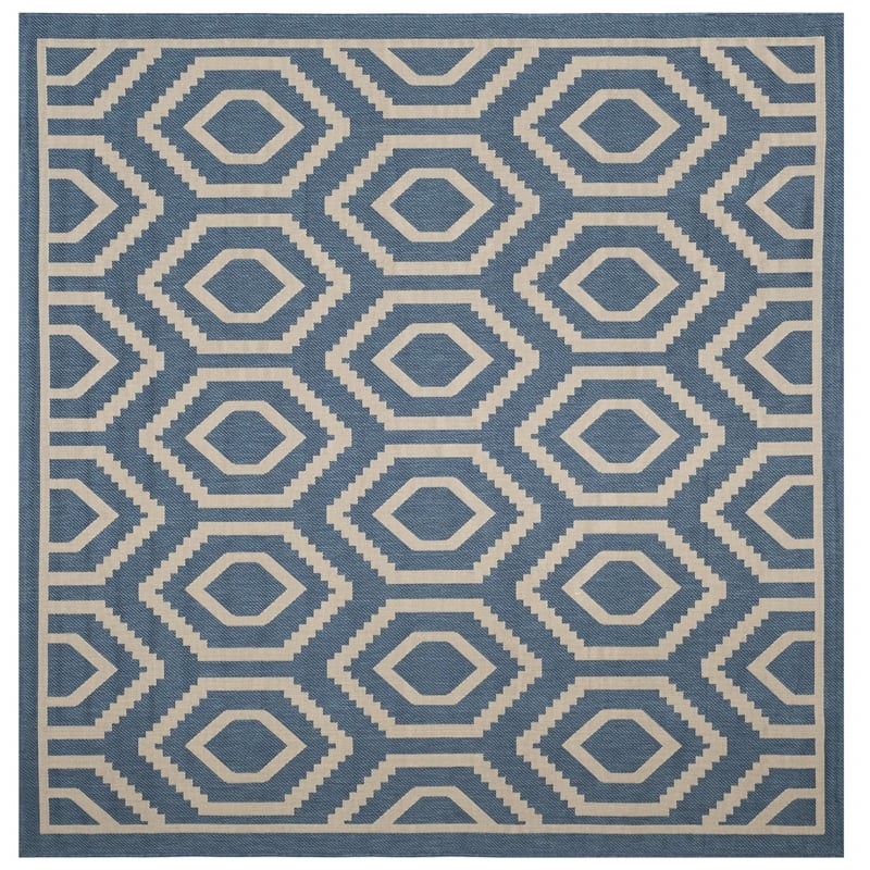 Pemberly Row Polypropylene Blue Indoor Outdoor Rug - Square 7'10