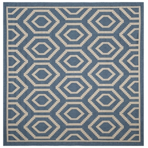 Pemberly Row Polypropylene Blue Indoor Outdoor Rug - Square 7'10&quot
