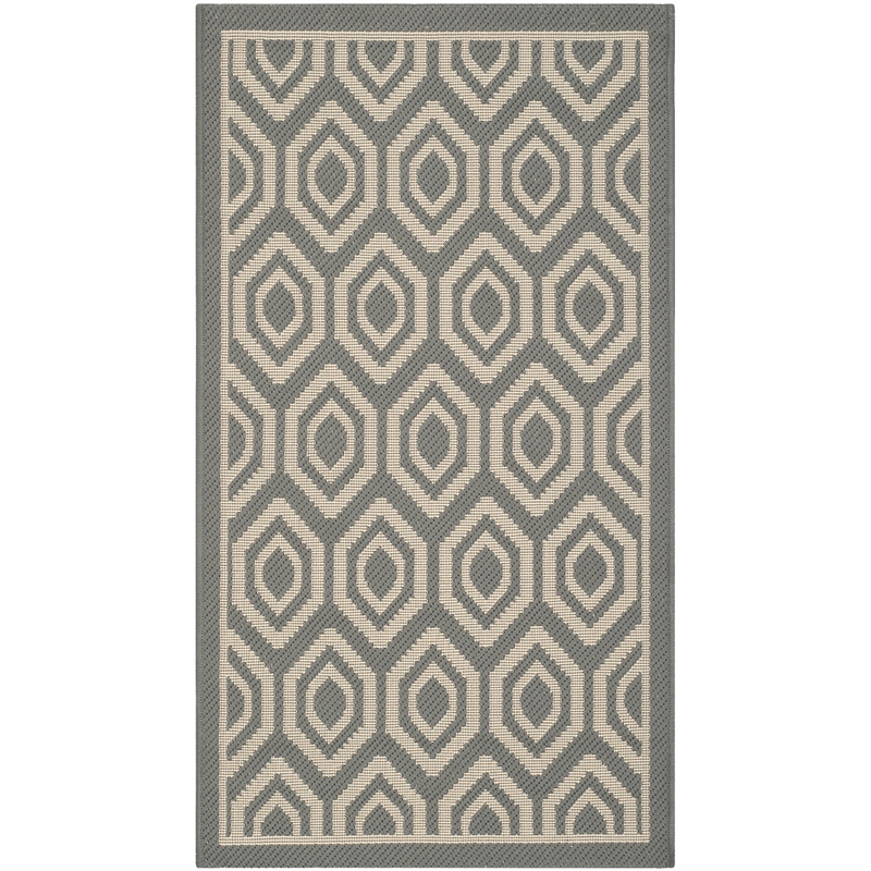 Pemberly Row Polypropylene Anthracite Indoor Outdoor Rug - 2' x 3'7
