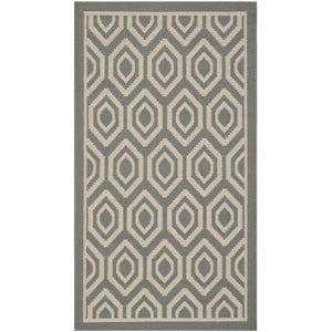 Pemberly Row Polypropylene Anthracite Indoor Outdoor Rug - 2' x 3'7&quot