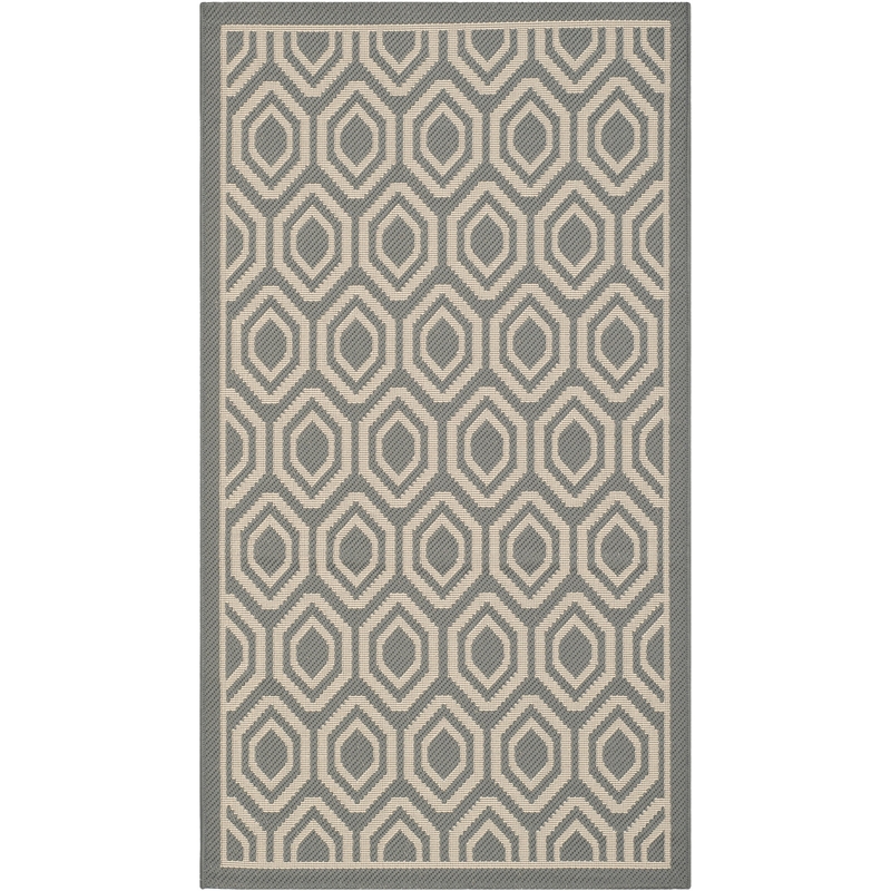 Pemberly Row Polypropylene Anthracite Indoor Outdoor Rug - 2'7