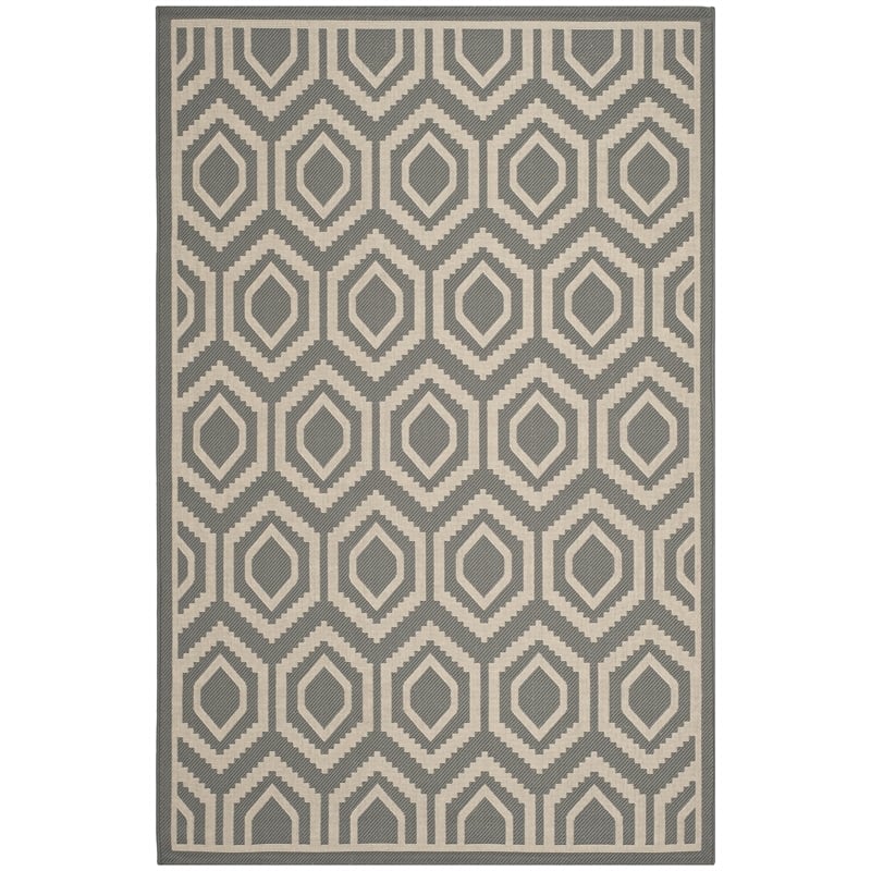 Pemberly Row Polypropylene Anthracite Indoor Outdoor Rug - 4' x 5'7