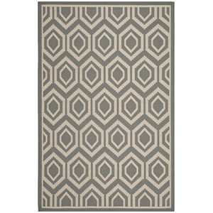 Pemberly Row Polypropylene Anthracite Indoor Outdoor Rug - 4' x 5'7&quot