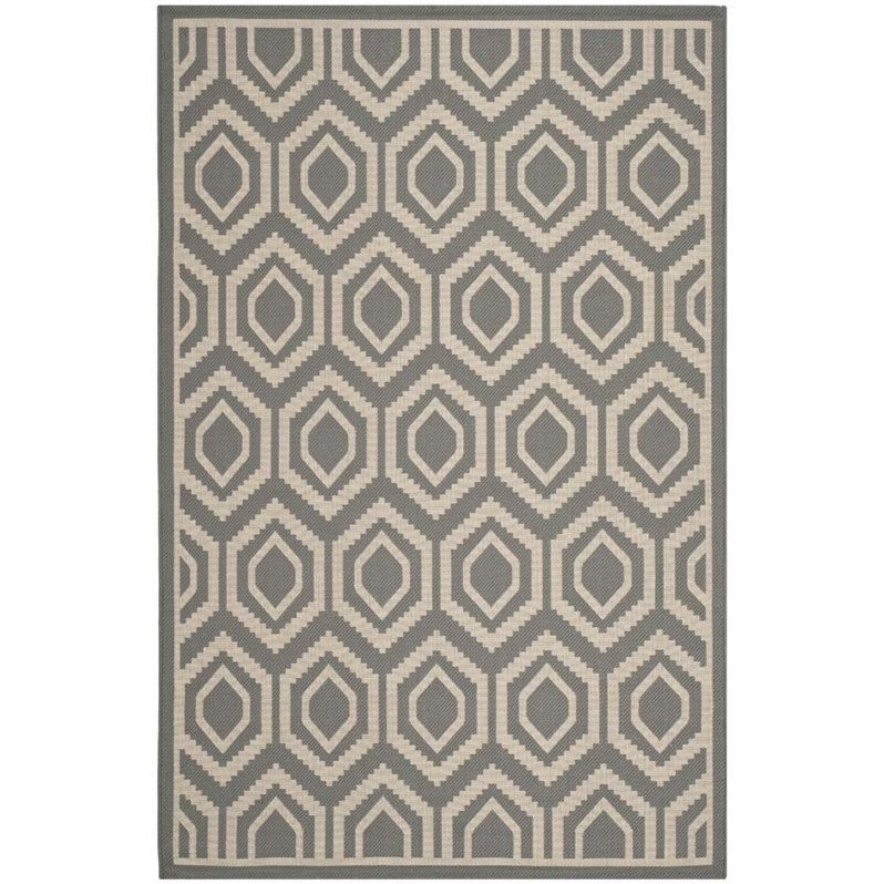 Pemberly Row Polypropylene Anthracite Indoor Outdoor Rug - 6'7
