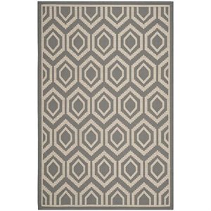Pemberly Row Polypropylene Anthracite Indoor Outdoor Rug - 6'7&quot x 9'6&quot