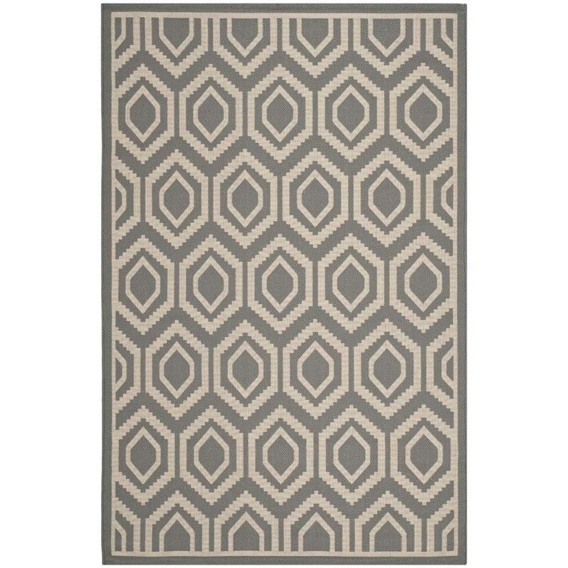 Pemberly Row Polypropylene Anthracite Indoor Outdoor Rug - 8' x 11'