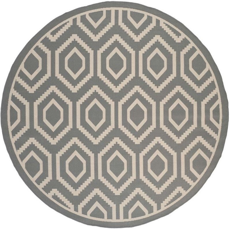 Pemberly Row Polypropylene Anthracite Indoor Outdoor Rug - Round 7'10