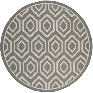 Pemberly Row Polypropylene Anthracite Indoor Outdoor Rug - Round 7'10&quot
