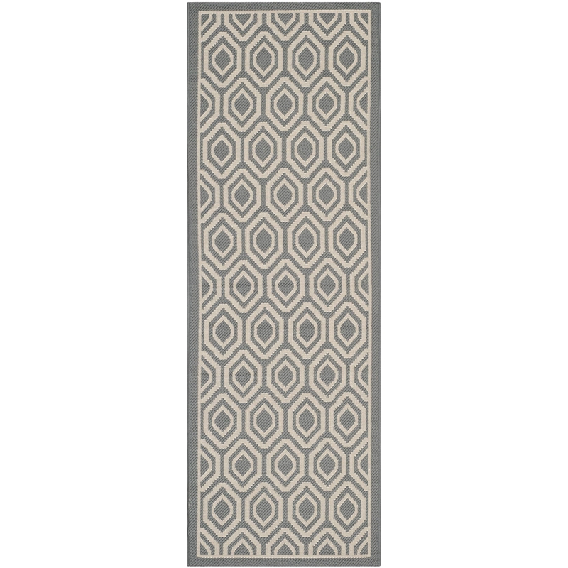 Pemberly Row Polypropylene Anthracite Indoor Outdoor Rug - Runner 2'3