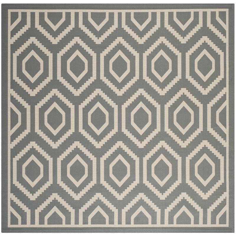 Pemberly Row Polypropylene Anthracite Indoor Outdoor Rug - Square 7'10