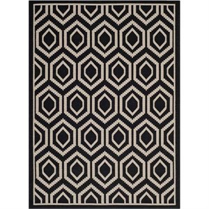 Pemberly Row Polypropylene Black Indoor Outdoor Rug - 6'7&quot x 9'6&quot