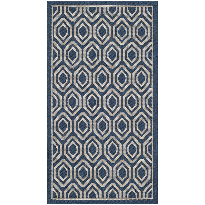 Pemberly Row Polypropylene Navy Indoor Outdoor Rug - 2'7