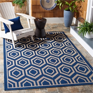 Pemberly Row Polypropylene Navy Indoor Outdoor Rug - 4' x 5'7&quot