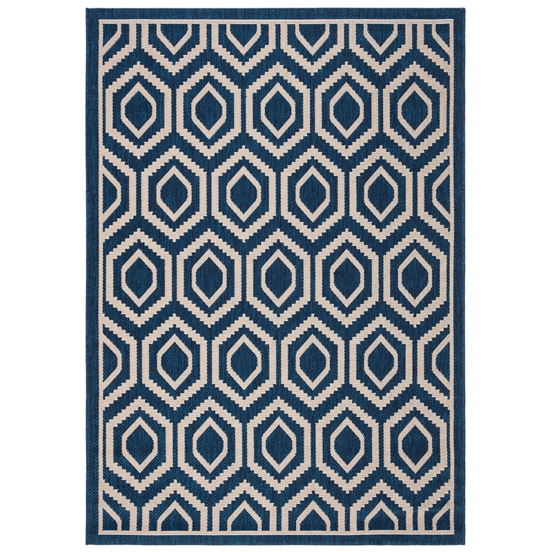 Pemberly Row Polypropylene Navy Indoor Outdoor Rug - 4' x 5'7