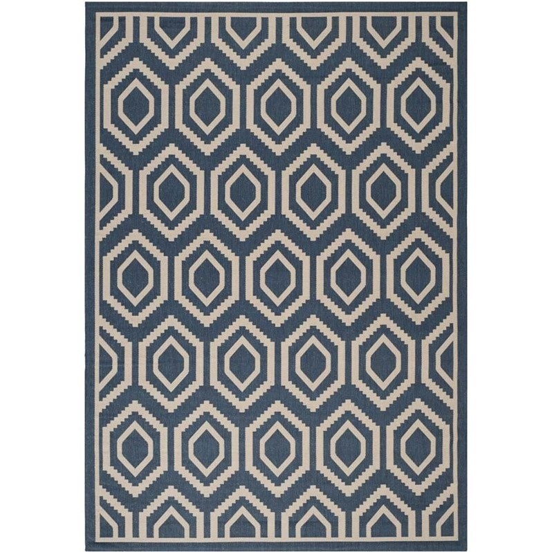 Pemberly Row Polypropylene Navy Indoor Outdoor Rug - 8' x 11'