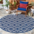Pemberly Row Polypropylene Navy Indoor Outdoor Rug - Round 7'10