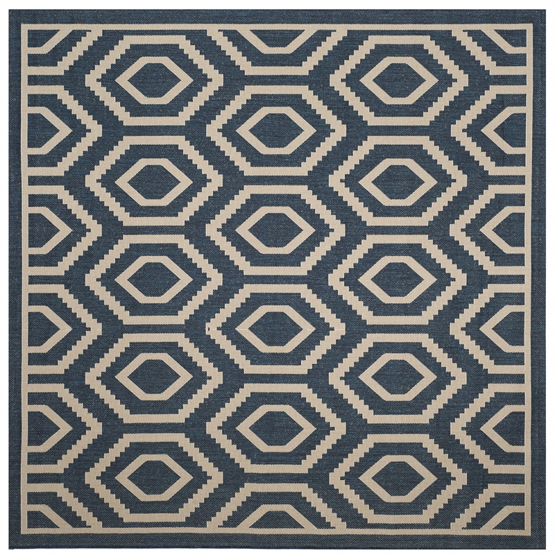 Pemberly Row Polypropylene Navy Indoor Outdoor Rug - Square 7'10