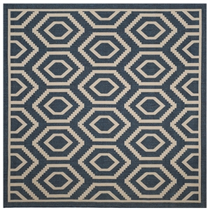 Pemberly Row Polypropylene Navy Indoor Outdoor Rug - Square 7'10&quot