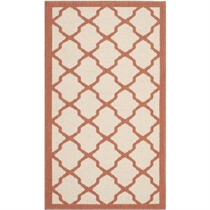 Pemberly Row Polypropylene Beige Indoor Outdoor Rug - 2' x 3'7&quot