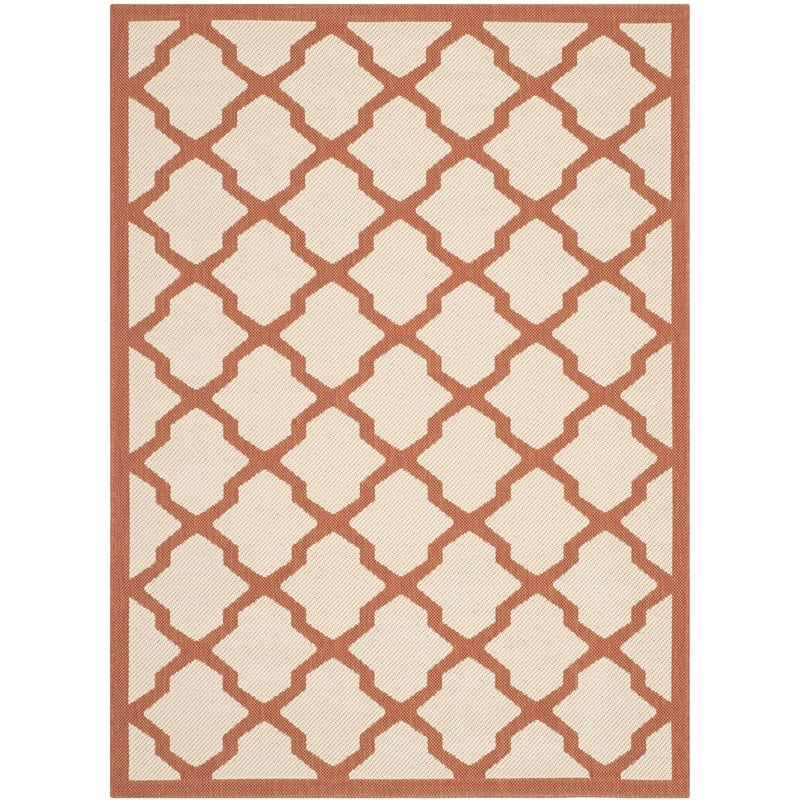 Pemberly Row Polypropylene Beige Indoor Outdoor Rug - 4' x 5'7