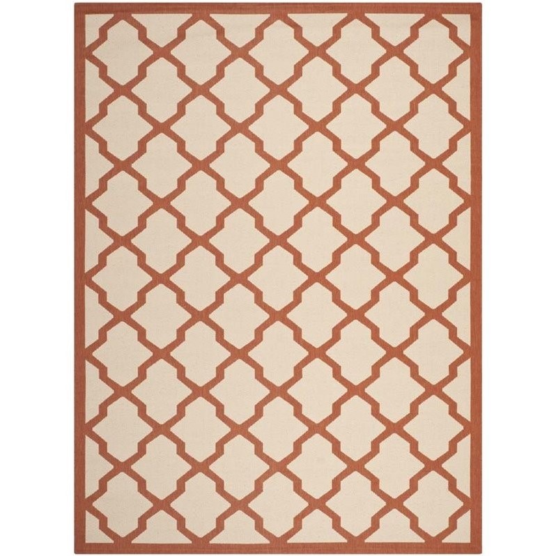 Pemberly Row Polypropylene Beige Indoor Outdoor Rug - 9' x 12'