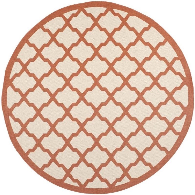 Pemberly Row Polypropylene Beige Indoor Outdoor Rug - Round 7'10