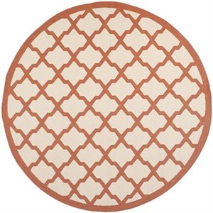 Pemberly Row Polypropylene Beige Indoor Outdoor Rug - Round 7'10&quot