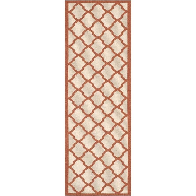 Pemberly Row Polypropylene Beige Indoor Outdoor Rug - Runner 2'3