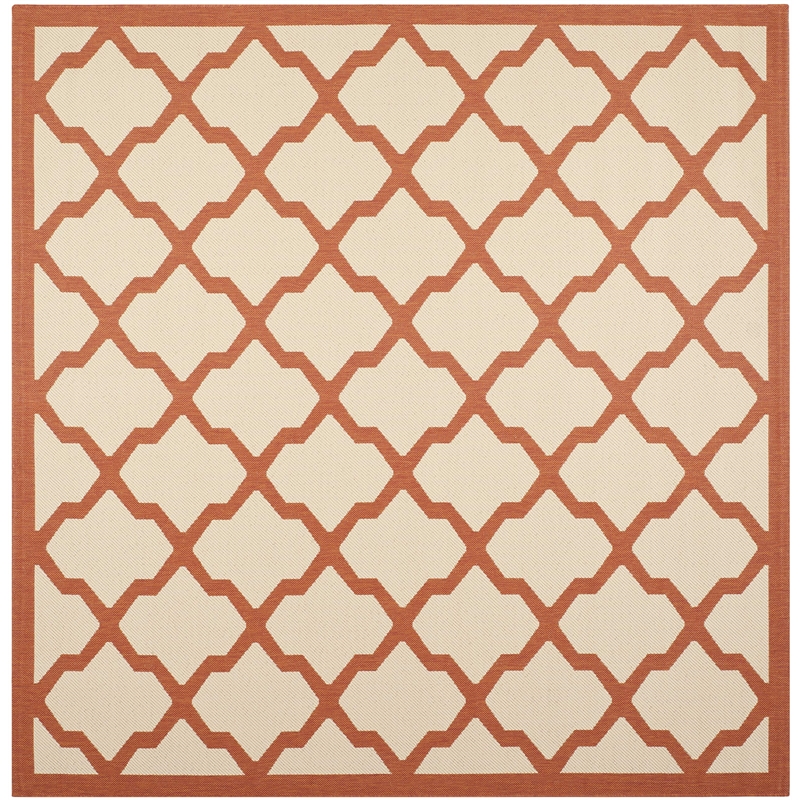 Pemberly Row Polypropylene Beige Indoor Outdoor Rug - Square 7'10