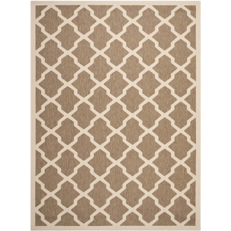 Pemberly Row Polypropylene Brown Indoor Outdoor Rug - 8' x 11'