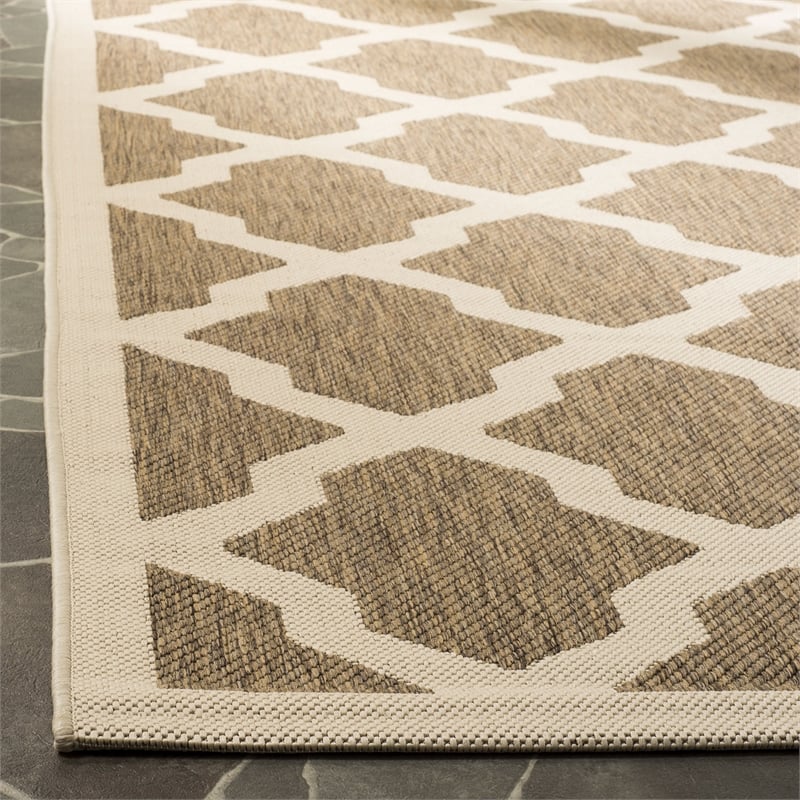 Pemberly Row Polypropylene Brown Indoor Outdoor Rug - 9' x 12'