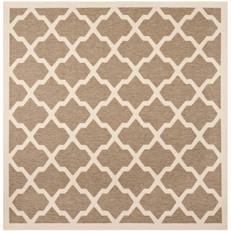 Pemberly Row Polypropylene Brown Indoor Outdoor Rug - Square 5'3