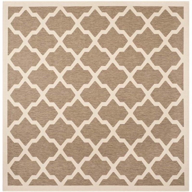 Pemberly Row Polypropylene Brown Indoor Outdoor Rug - Square 7'10