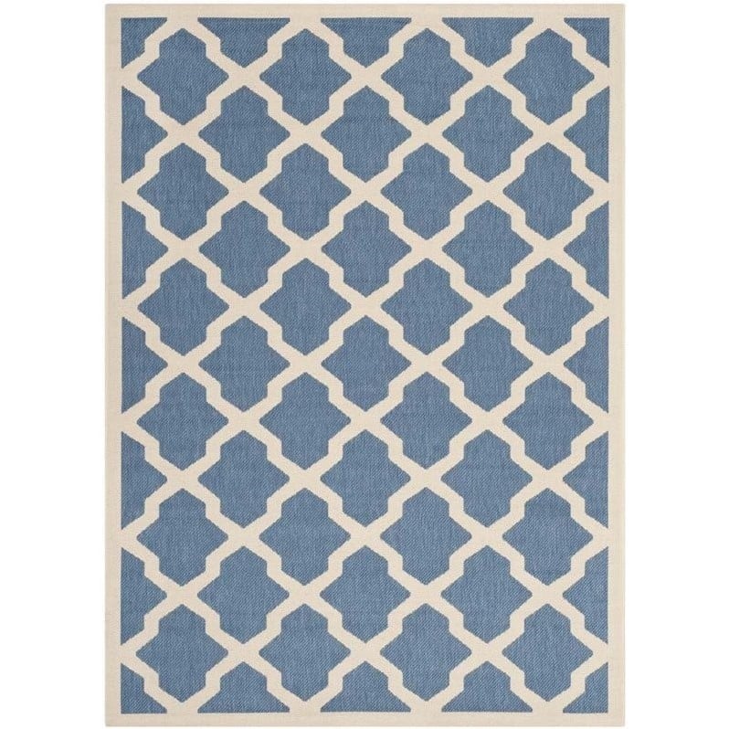 Pemberly Row Polypropylene Blue Indoor Outdoor Rug - 4' x 5'7