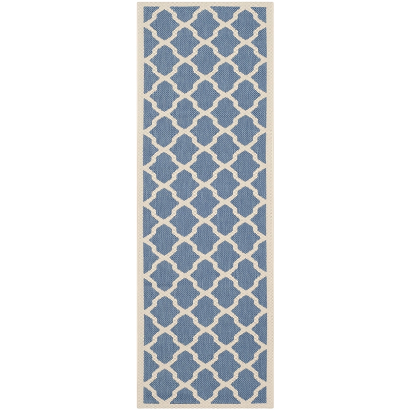 Pemberly Row Polypropylene Blue Indoor Outdoor Rug - Runner 2'3
