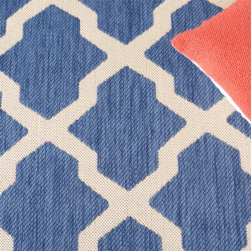 Pemberly Row Polypropylene Blue Indoor Outdoor Rug - Runner 2'3