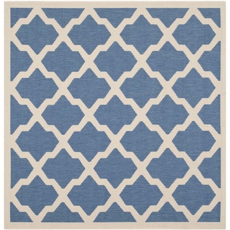 Pemberly Row Polypropylene Blue Indoor Outdoor Rug - Square 4'