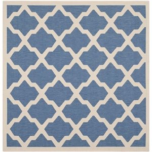 Pemberly Row Polypropylene Blue Indoor Outdoor Rug - Square 4'