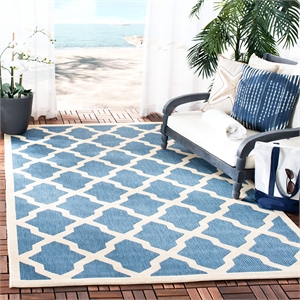 Pemberly Row Polypropylene Blue Indoor Outdoor Rug - Square 5'3&quot