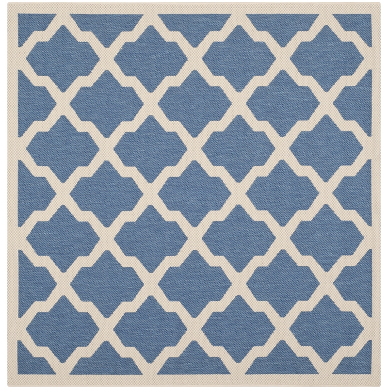 Pemberly Row Polypropylene Blue Indoor Outdoor Rug - Square 5'3